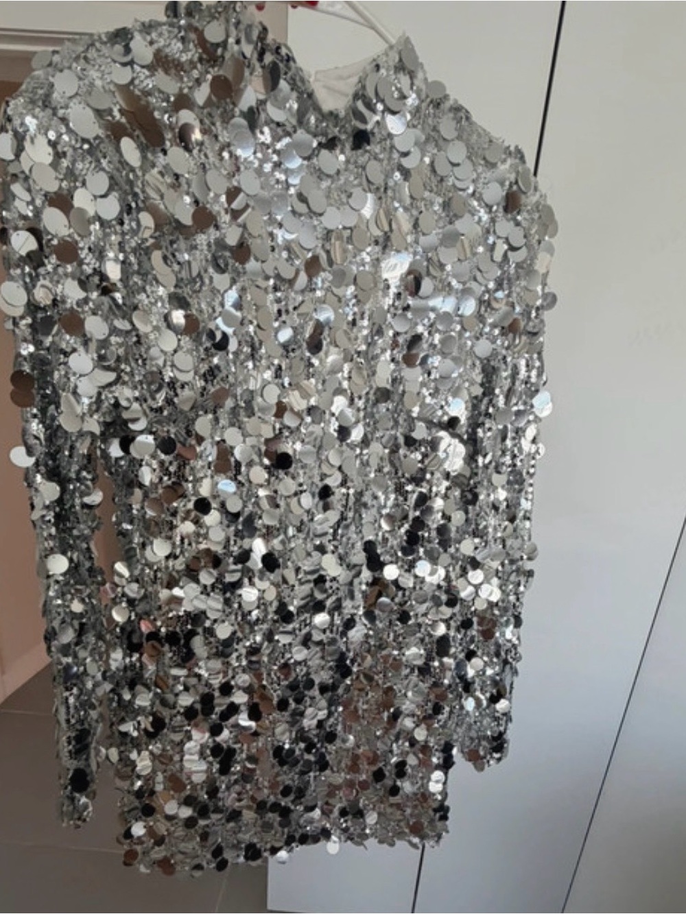 Lulu's Silver Sequin Long-Sleeve Top